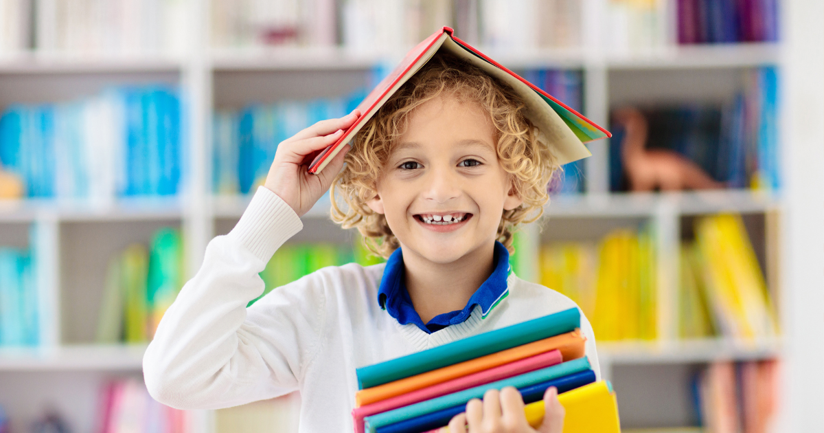 child with school supplies